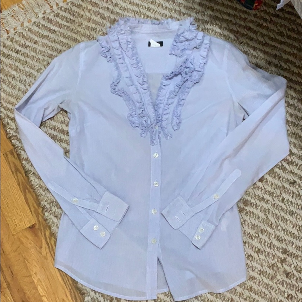 J CREW Ruffle Button Up Shirt SZ XS